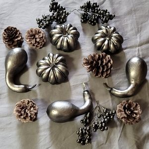 Chrome Gourd and Pinecone Bowl filler